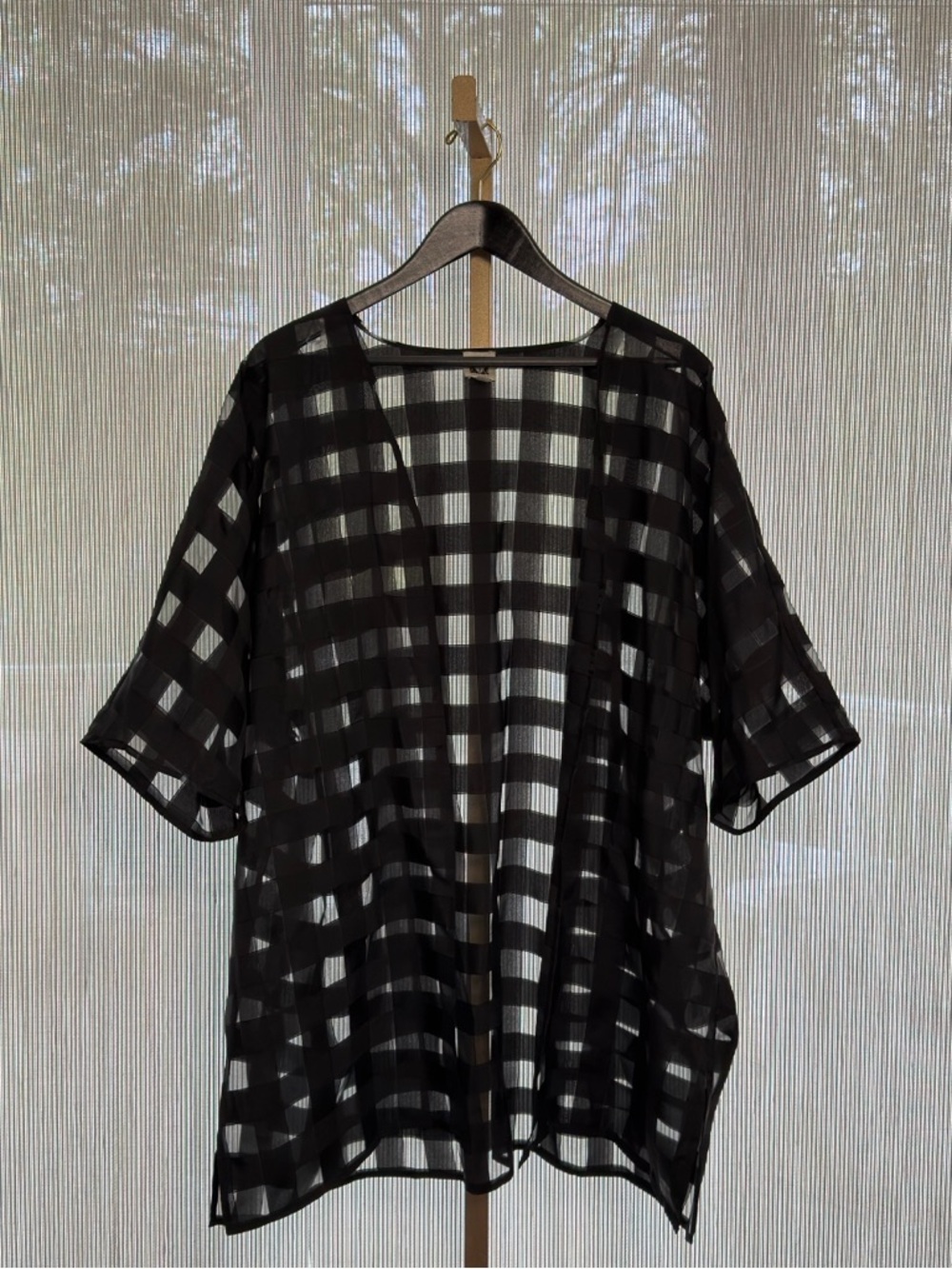 Anne Klein Oversize Sheer Cardigan | Black | L/XL
